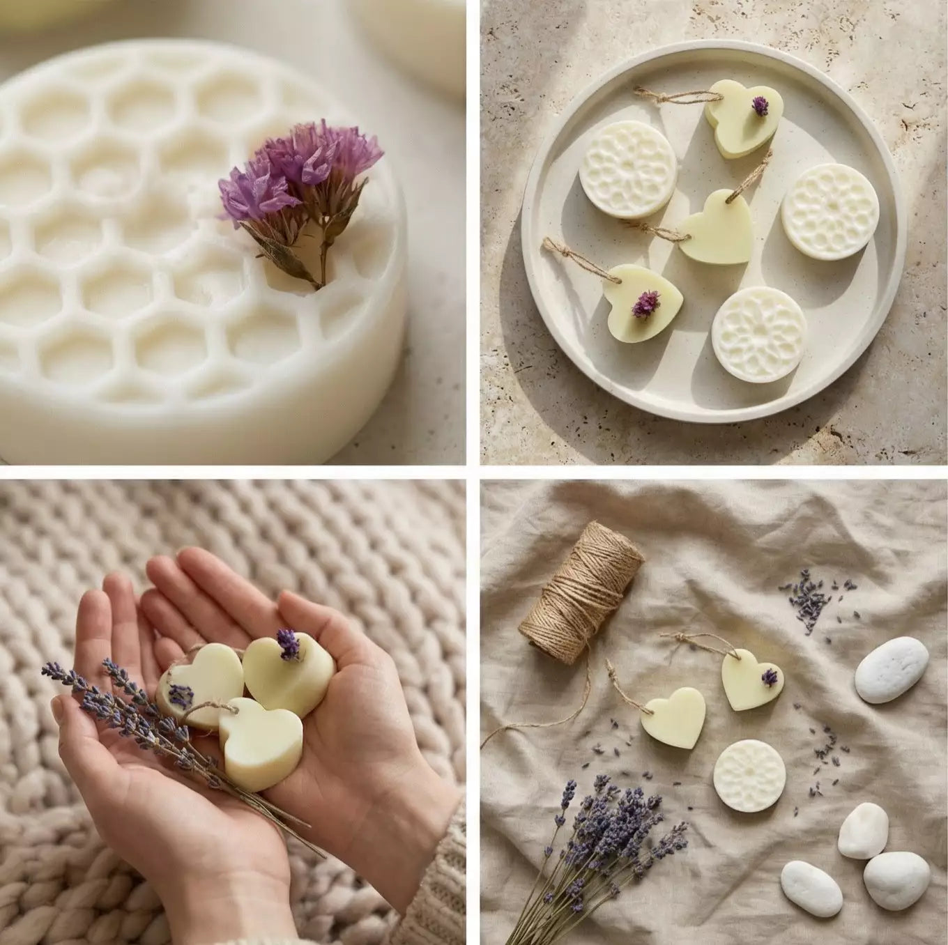 Kausejamais sojas vasks un aromātiskās vaska sirdis ar lavandu skapim vai aromlampai no marredeco – dabīgs telpu aromāts